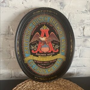 Vintage Official Anheuser-Busch Advertising Oval Serving Tray